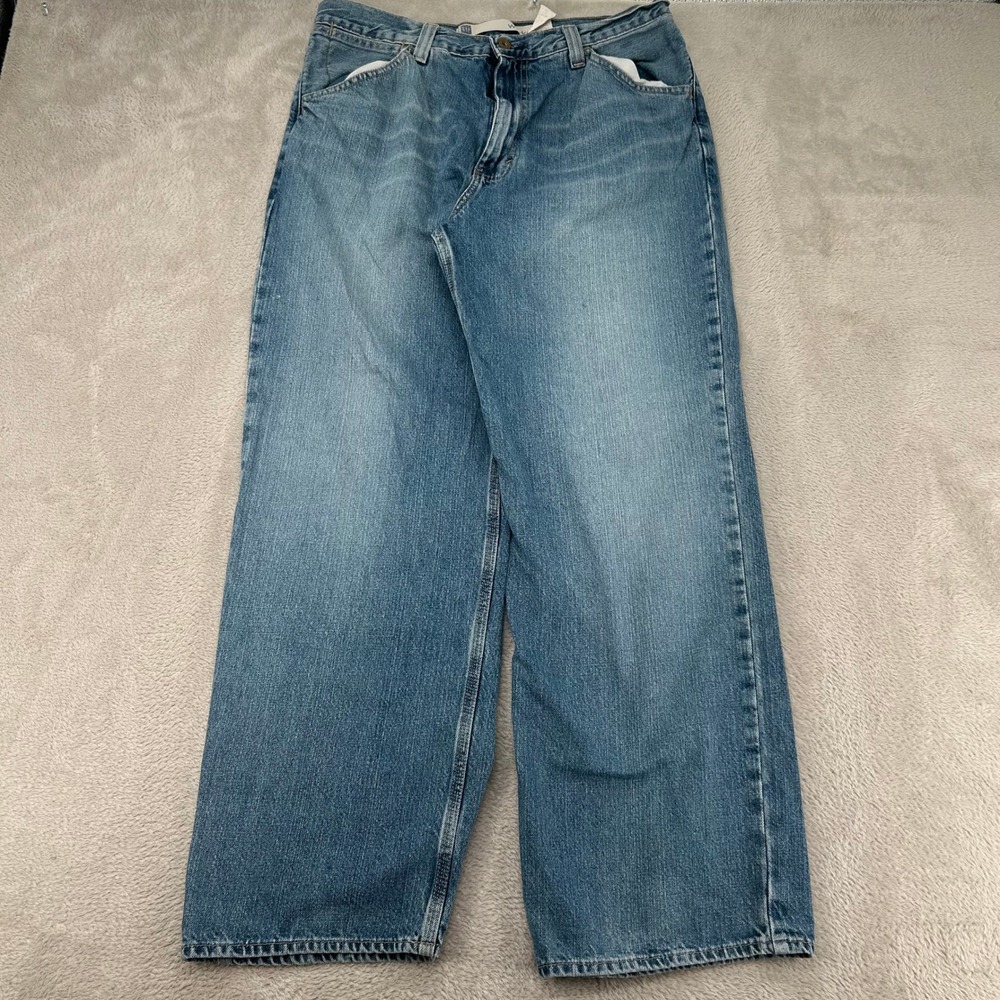 Vintage Gap Mens Worker Baggy Jean 34x30 Blue Preowned Wide Leg Carpenter Denim
